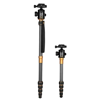 Tripod Camera Q666C Pro Carbon Fiber Tripod & Monopod for DSLR Digital DV Camera Portable Photo Stand Carry Bag & Ball Head detail image