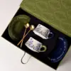 Blue green carnation pair cup gift box