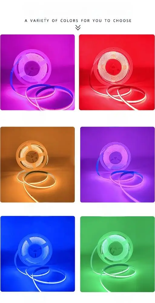 COB LED Strip Lights DC 12v/24v Flexible LED Tape Light for Bedroom, Kitchen Cabinets, Living Room, for DIY Home Decoration