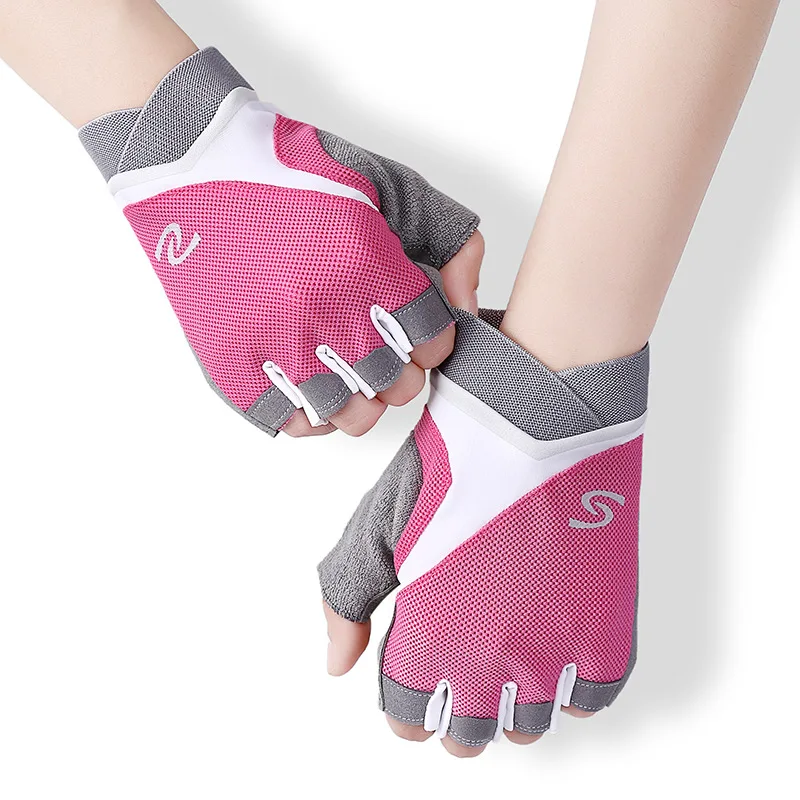 Dark Grey XL MYSdd Professionelle Frau Fitness-Übung halben Finger Reiten Gym Yoga Fitnessgeräte atmungsaktive Anti-Rutsch-Handschuhe 