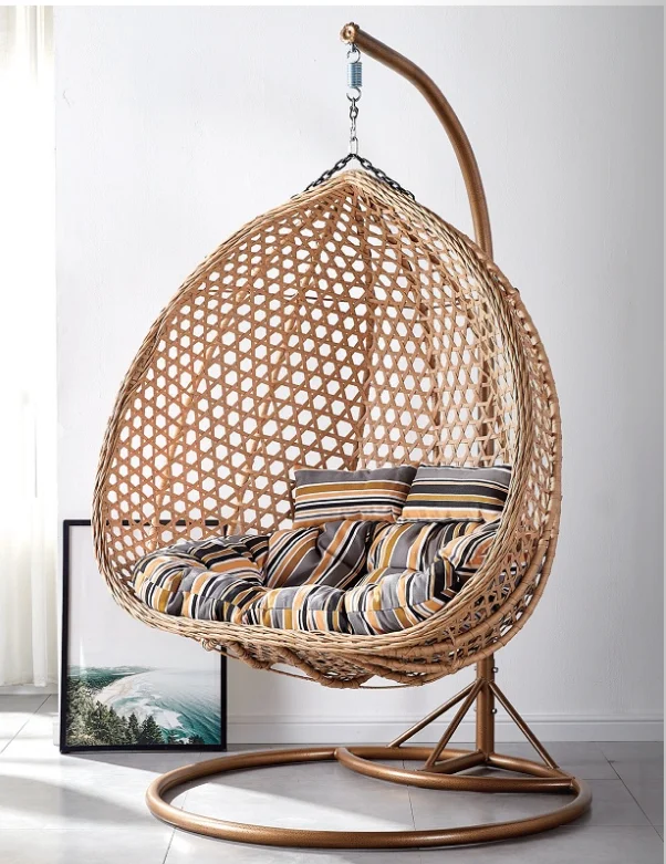 Modern Rattan Hanging Egg Chair With Stand Patio Swings Rocking Basket