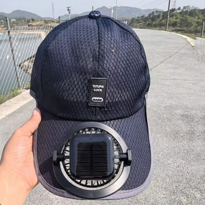 2025 Newest Outdoor Couple Solar Powered Fan Hat Type-C Rechargeable  Sunblock Baseball Cap Hat with Solar Charging Fan Sun Hat