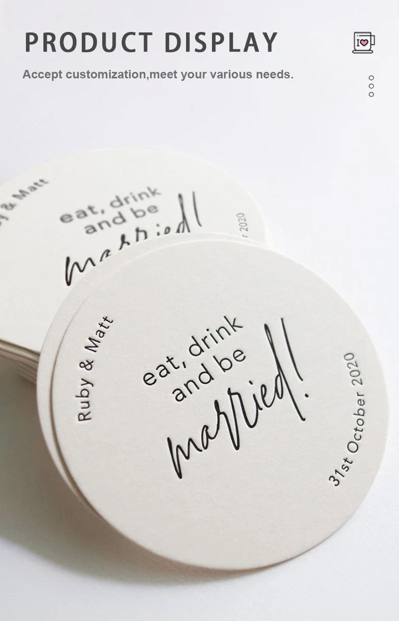 Wholesale Custom Disposable Paper Coaster Coffee Drink Paper Coasters