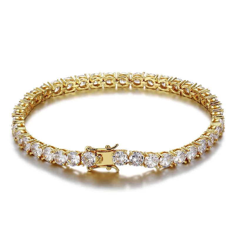 Gold Plated Hip Hop Cz Tennis Bracelets For Women Oem