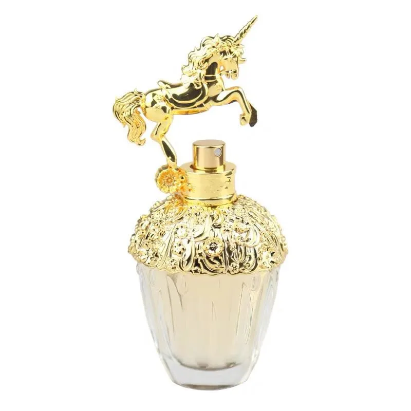 Customized Circular Vertical Stripes 75ml Unicorn Perfume Bottle Glass Bottle Spray Bottle