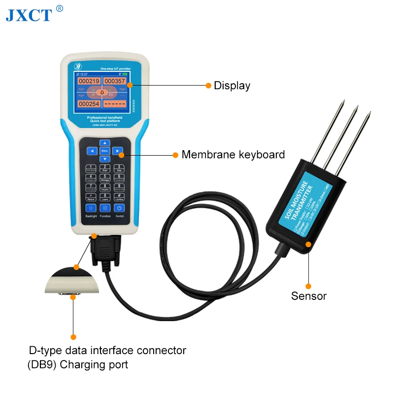 JXCT Soil Sensor 7 in 1 Npk Handheld Analyzer Soil High Speed Measurement PH Temperature and Moisture EC Npk Testers