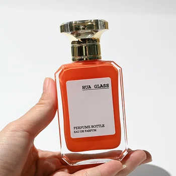 Fragrance Design Empty Custom Inside Spraying Colour Square 50ml 100ml Glass Perfume Bottle With Plastic Cap