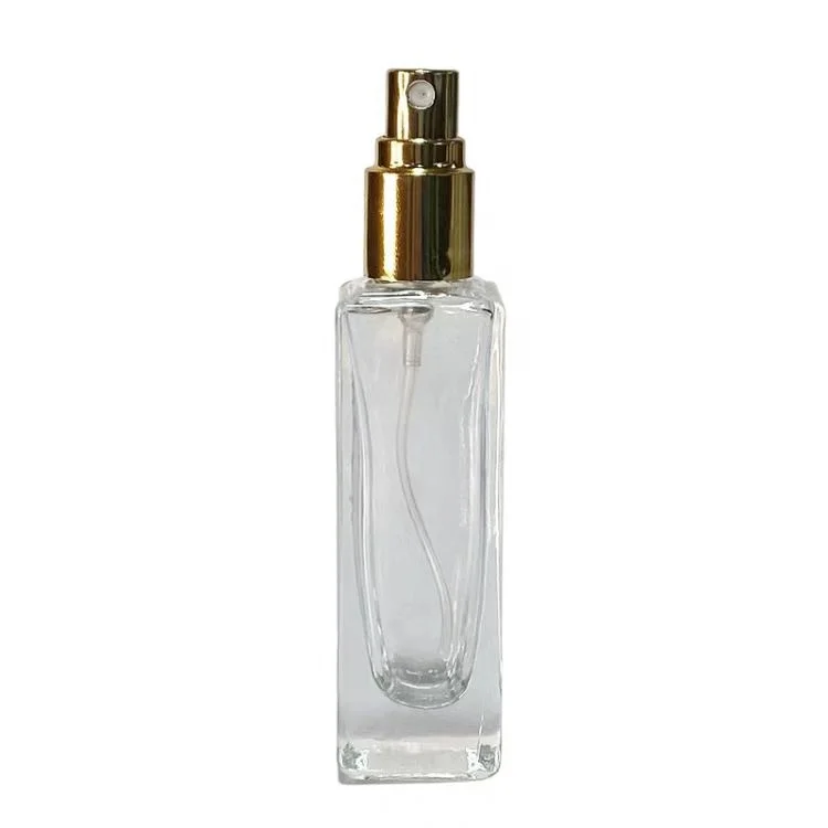 10ml Refillable Thicken Bottom Empty Packaging Small Glass Spray Perfume Square Bottles with Gold Cap