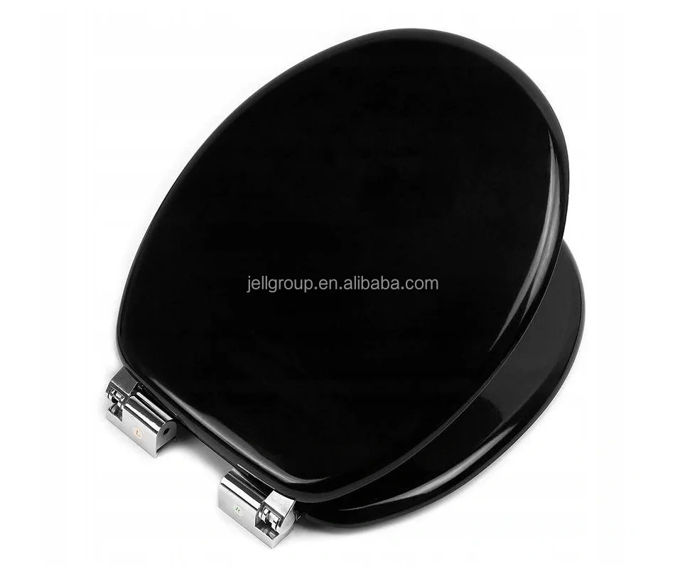 Manufacture Mdf Black Wood Grain Toilet Seat Abs Soft Close Wooded