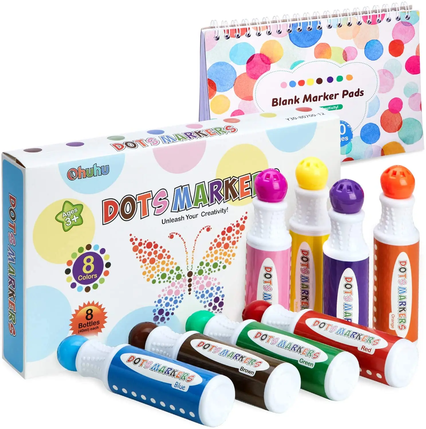 Ohuhu Dot Markers Kit Colors, Non-Toxic Dual-Side Writing