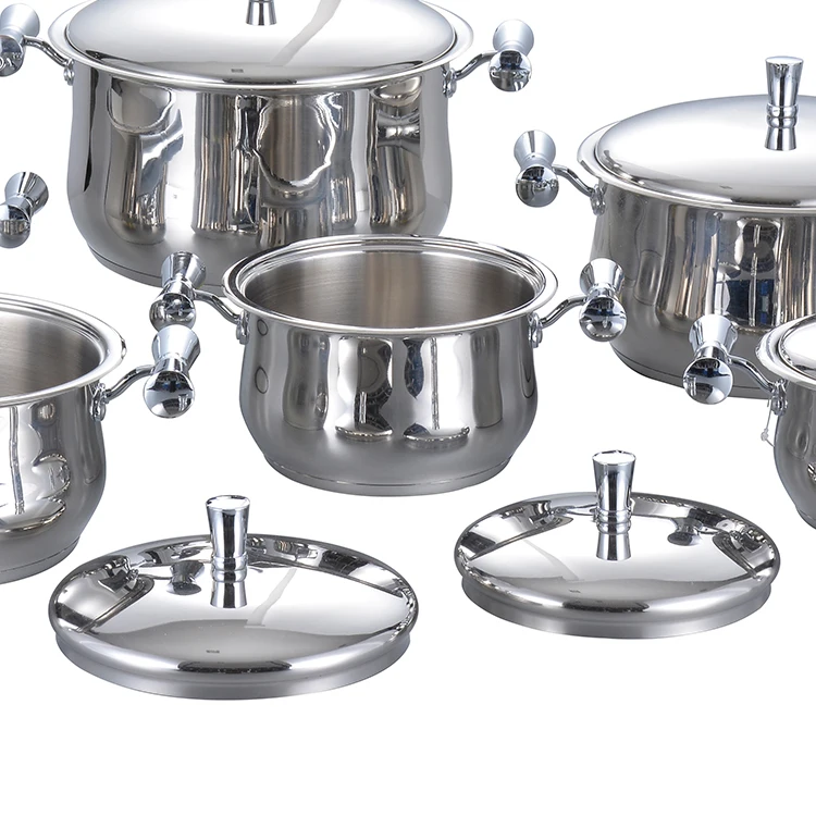 Moden Style 12 Pcs Pots And Pans Sets Stainless Steel Cookware Set With Glass Lid details