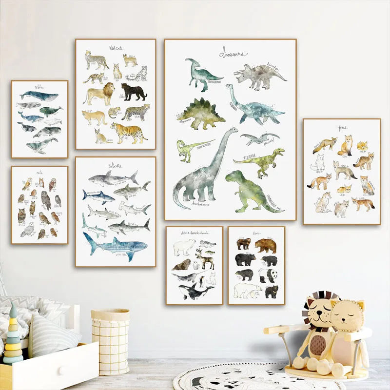 Nordique Bebe Enfants Chambre Decor Dinosaure Lion Renard Cerf Art Imprime Animal Mur Photo Art Affiche Buy Image Animale Product On Alibaba Com