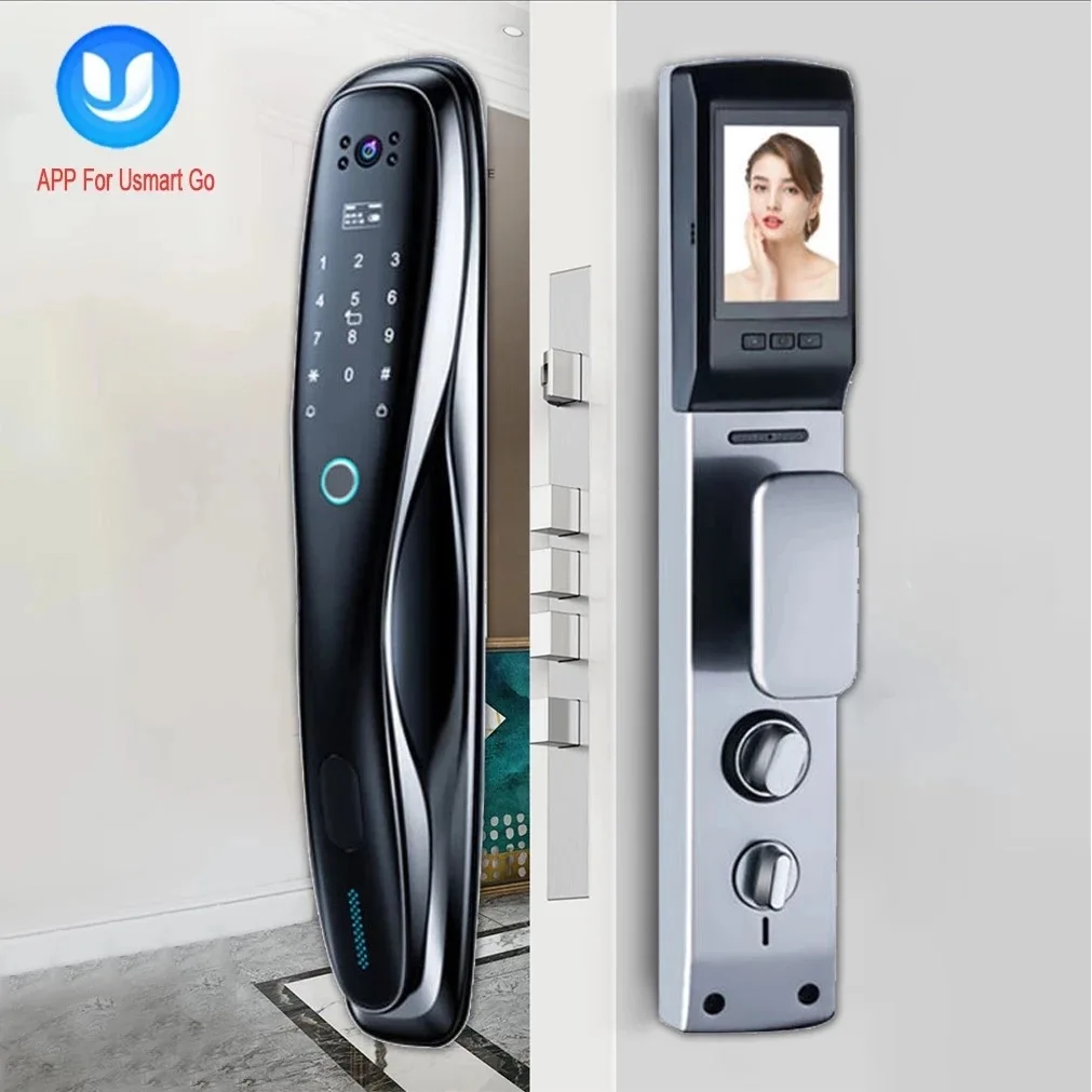 Fully Automatic Camera Door Lock USmart Go App Wifi Biometric Fingerprint Password Key IC Card Smart Door Lock