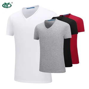 Plain Custom logo Printing Jersey Fabric Men t Shirts V Neck t Shirt