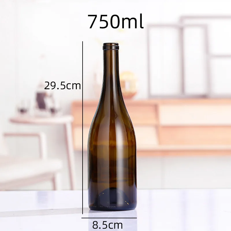 Customized Transparent Green Empty 750ml Wine champagne Glass Brown Beverage Juice Bottle with Anti Proof Alum Cap Wholesale