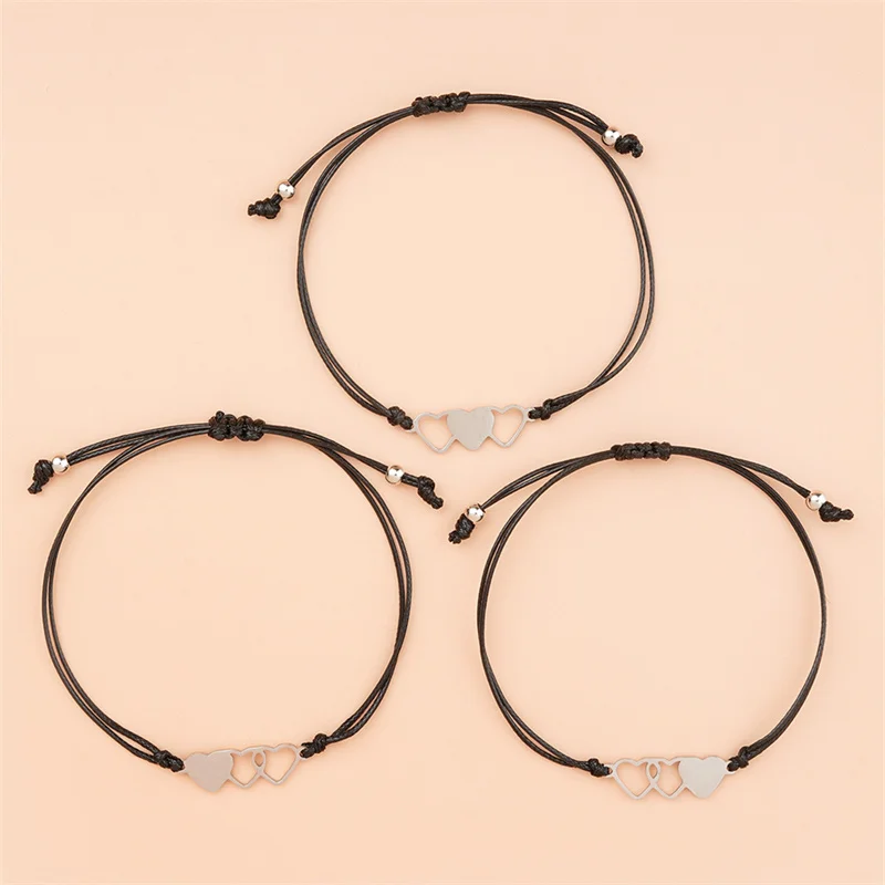 Braided Bracelet Sisters Bracelet Set Pcs/set Love Heart Sisters