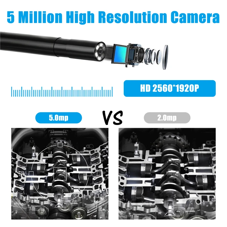 Wifi Endoscope 5.5mm Lens Hd1080p Ip67 Waterproof Endoscopy 6 Leds 2600