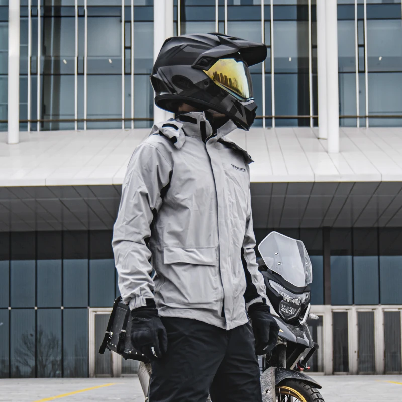 SULAITE leichte tragbare wasserdichte Regenjacke Regenmantel-Set  reflektierende Regenjacke bester Preis Regenmantel für Herren Motorradfahrer