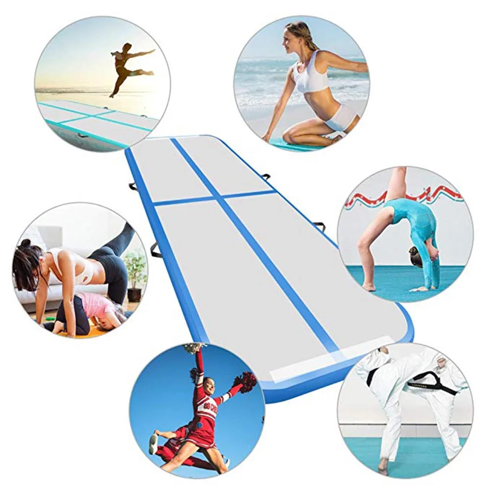 MEKETUM Air Track Tapis de Gymnastique Rythmique Gonflable 2m 3m 4m 5m Epais 10/20cm pour la maison, l'entraînement, le tumbling, le yoga, l'extérieur, le fitness (Rose, 2m10