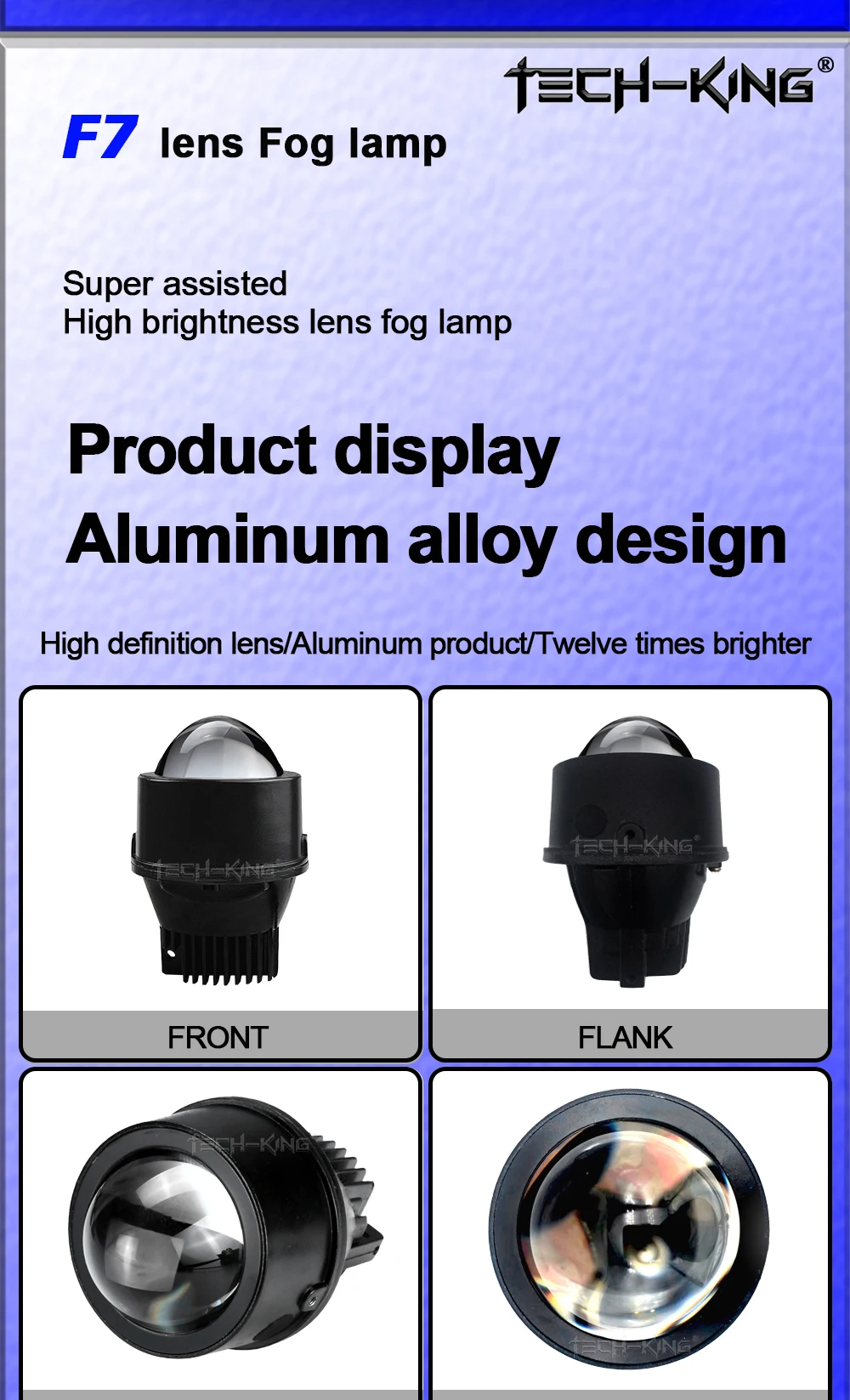 TECH-KING 3inch 56w 72w H11 3000K 6000k 3colour high Low Beam Universal bi Led projector Fog lamp High brightness lens fog lamp