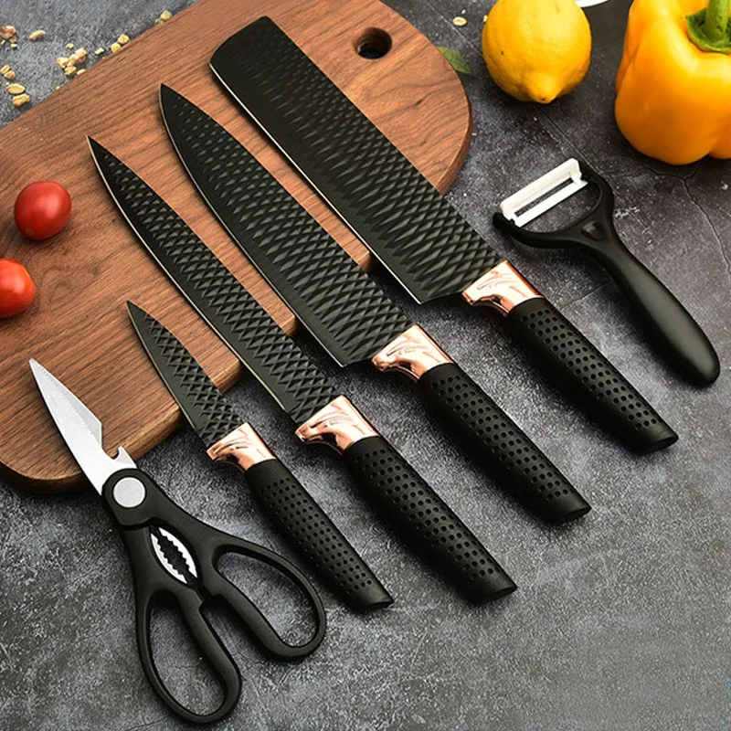 New Stainless Steel Kitchen Knife Sets Non Stick Coating Blade Knives Set 6  Pieces Kitchen Knife Chef Cleaver Slicing Knife - AliExpress