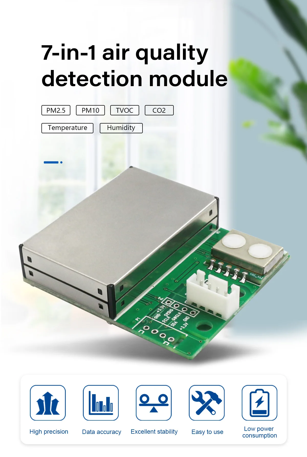 3-in-1 Ambient Air Monitor Real-Time Monitoring of Indoor Temperature and  Humidity CO2 Concentration High-Precision CO2 Detector - China Detector,  CO2 Detector