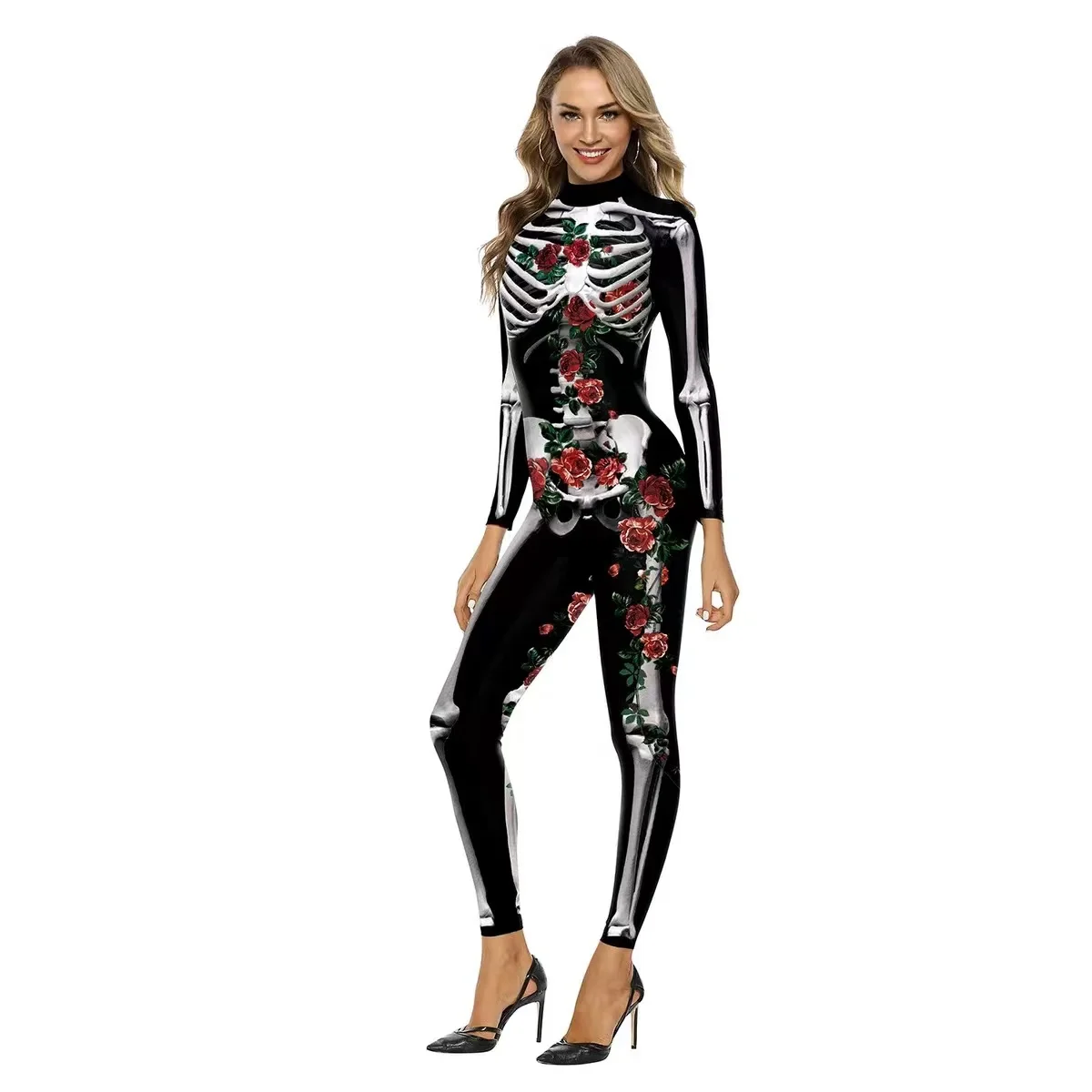 Zawaland Halloween Party Cosplay Costume Women Skeleton 3D Printed ...