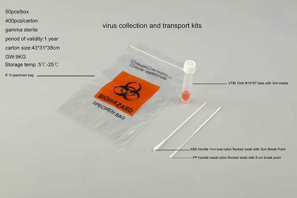 vtm viral transport media test swab set kit for sample collection