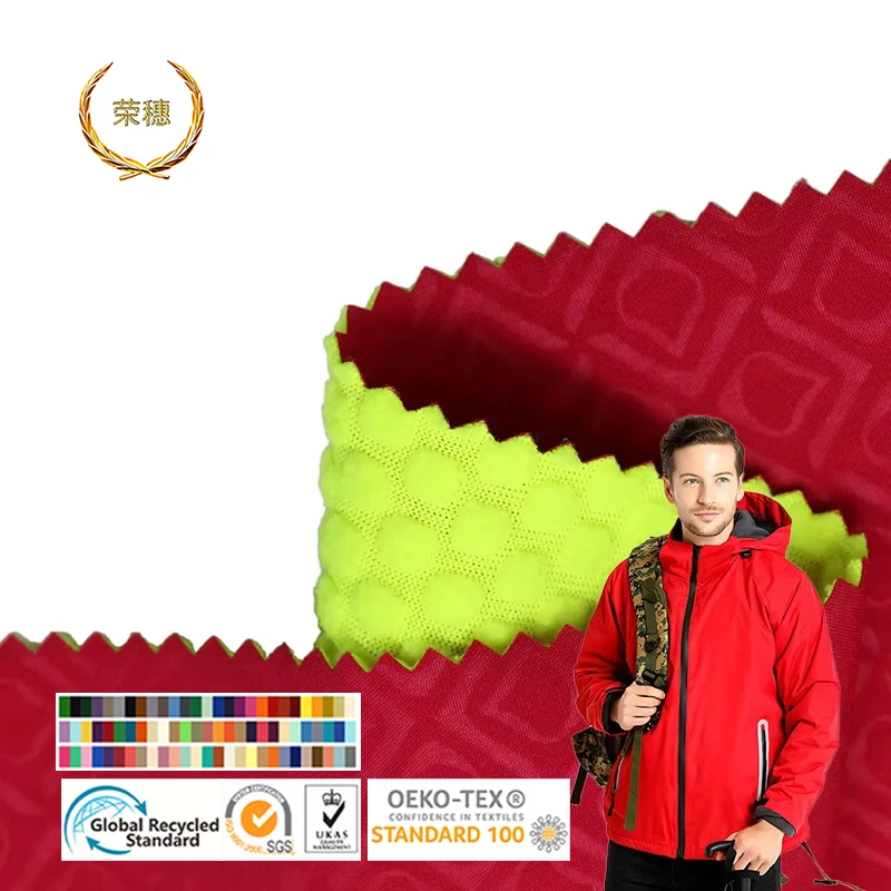 Factory Custom Embossed Four Sided Elastic Fabric Jacquest Plaid Polar Fleece Soft Shell Jacket Tpu Film Elasticity Fabric