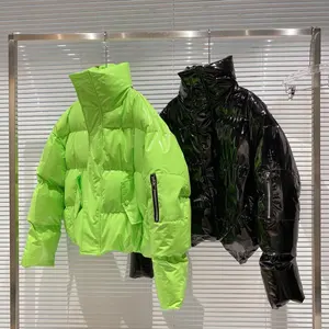 Huilong Factory's Heavyweight Winter Cotton Lined Bomber Jacket for Women Stand Breathable Custom Logo Printed Outdoor