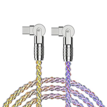 trending products 2024 UC020 180 degree rotation colorful copper braided 3A fast charging usb c to usb c cable for android phone