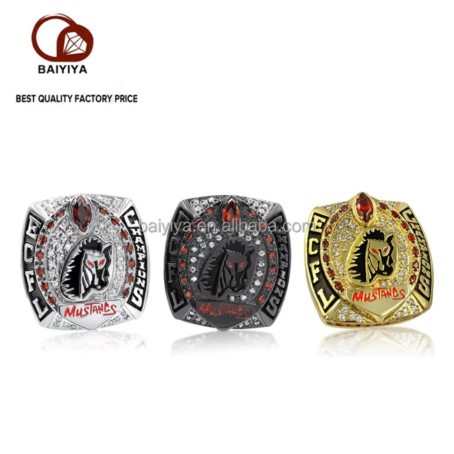Custom silver/gold/black plated jewelry football championship rings for youth team