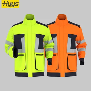 Wholesale Safety Hi Vis Florescent Outdoor Winter Workwear Jackets with Reflective Waterproof Work Clothes for Traffic Roadway