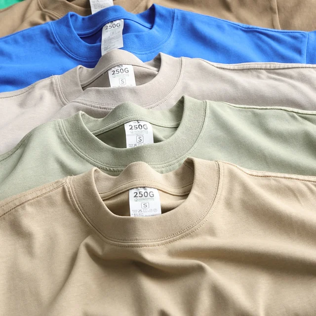 Heavyweight 250gsm Cotton Short Sleeved T-shirt Men's Cotton Small Neckline Designer Solid Color Oversize T shirts Custom Logo