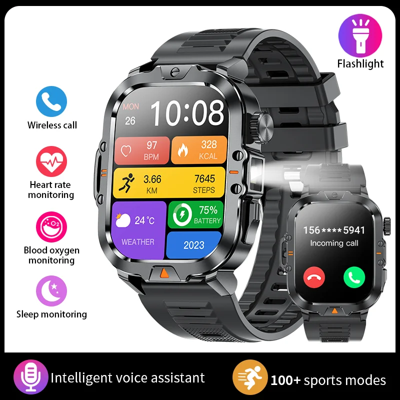 Relógio Inteligente LIGE BWV17 com Lanterna LED para Homens, Relógio de Fitness, Atende Chamadas, À Prova D'Água, Longa...