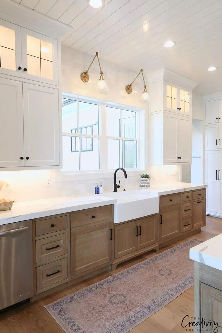 Customize Waterfall Counter Top Solid Wood Dovetail Drawer Kitchen Cupboard Kitchen Cabinet