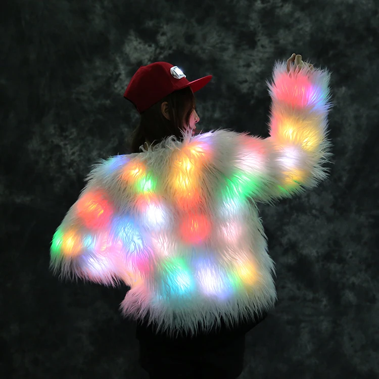 Fur Coat Lighting Jacket LED Luminous Winter Long Fur Coat Perfect