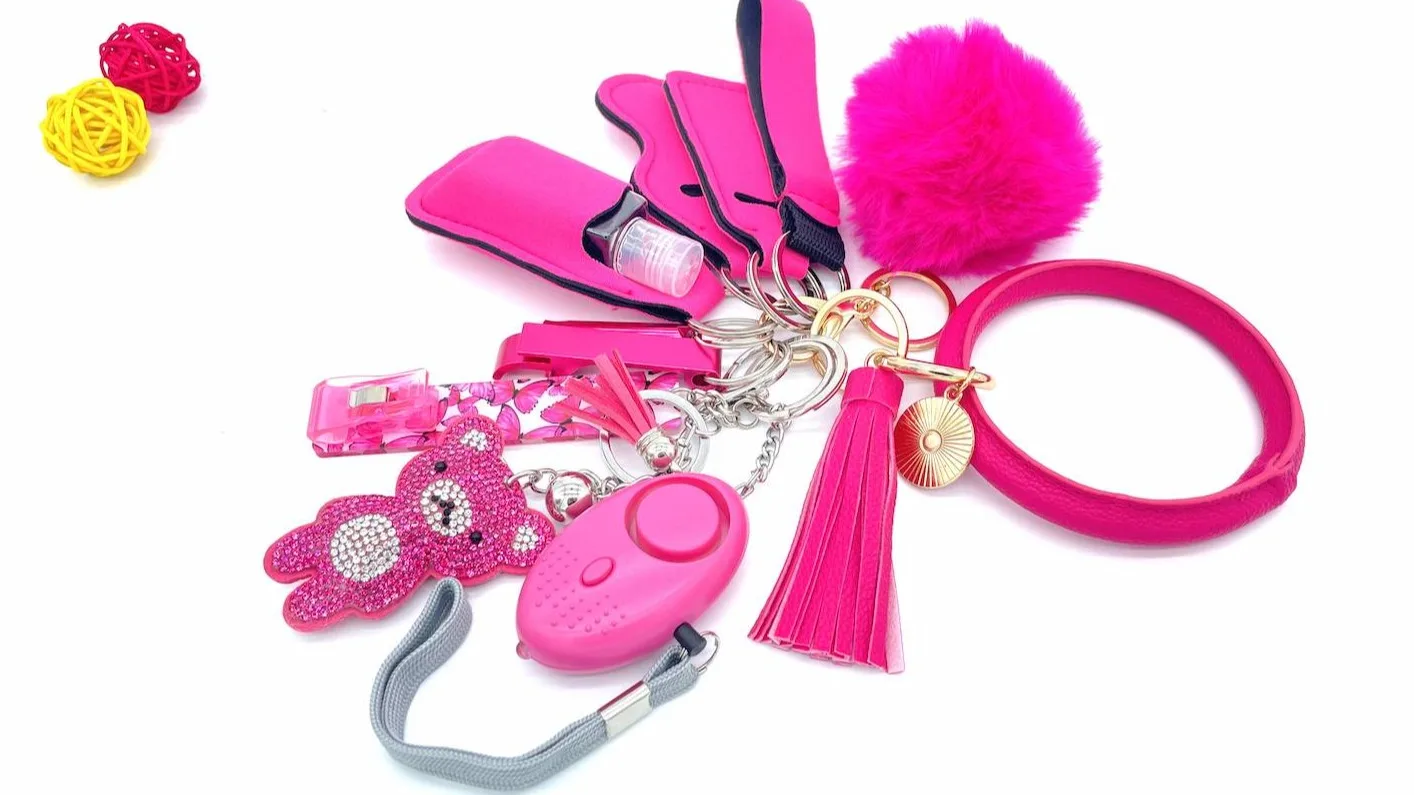 Multi-color Self Defense Keychain Pom Pom Safety Alarm Car Window ...