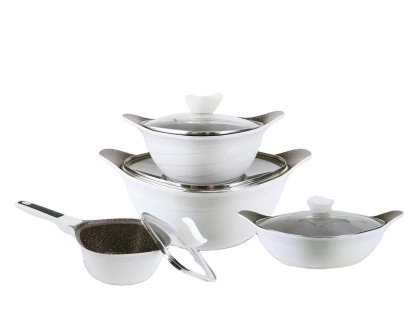 2023 New Design High Quality 12 PCS Non Stick Cookware Sets  Cooking Pot Household Utensils Kitchen Aluminum Casserole