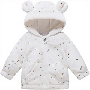 Baby Girl Winter Fleece Coat Infant with Hood Warm Outerwear Made in China