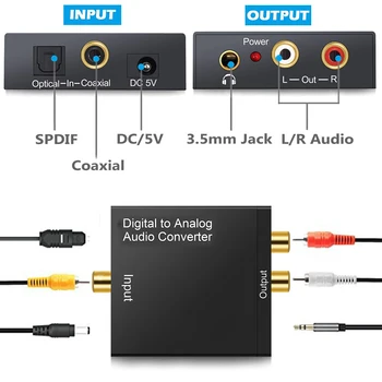 Convertisseur audio numerique vers analogique Amplificateur Decodeur  Coaxial a fibre optique Adaptateur audio stereo de signal