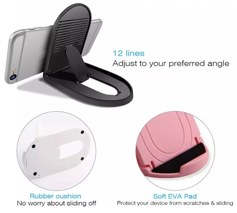 Universal Portable Foldable Desktop Tablet Phone Mount Bracket Multi-Angle Cradle Flexible Features Adjustable Cell Phone Holder