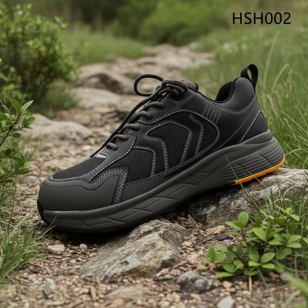 HY,New Hill Crossing Anti-penetration Dark Grey/beige Hiking Boots Wholesale Impcat Resistant Sole Safety Work Boots HSH002