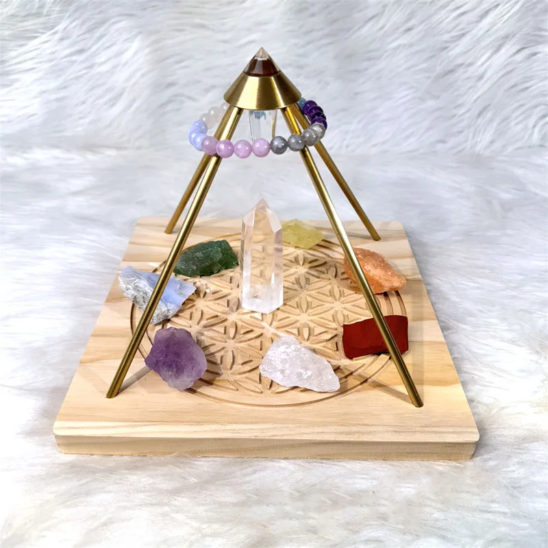New Arrival Natural Crystal Healing Stone Reiki DIY Clear Quartz Point Pyramid Energy Array for Meditation