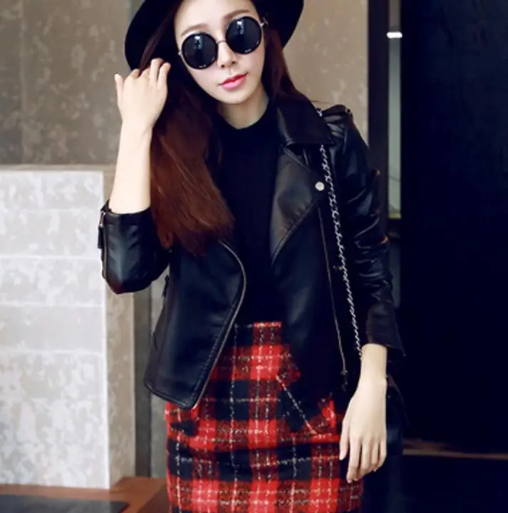 2025 New Spring and Autumn Leather Jacket Women Short Korean Style Slim  pink Pu Small Coat Motorcycle Leather Jacket Large Size