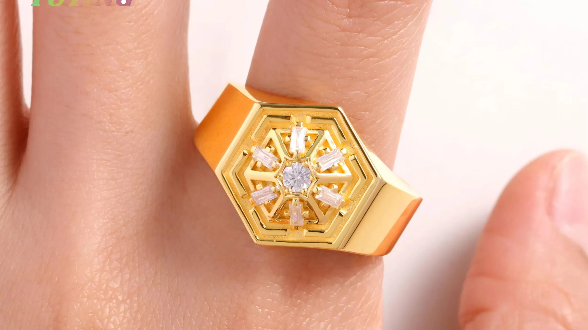 Fine Jewelry S925 Silver Yellow Gold Plated Pass Diamond Tester Iced Out  VVS Moissanite Rings Championship Rings