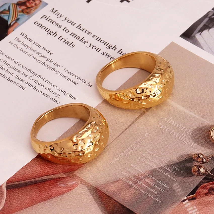 Chunky Dome Rings 18K Gold Stainless Steel Rings for Women - China