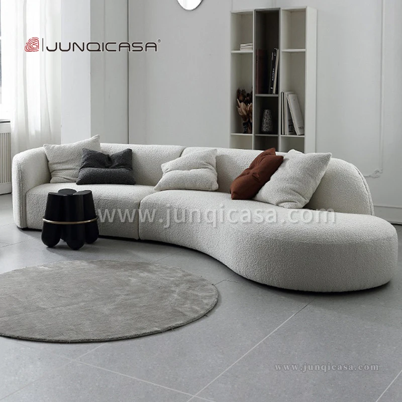 Modern Modular Sectional Sofa Counter Home Luxurious White Curved Velvet Fabric Sofa Bed Lounge Office Waiting Couch