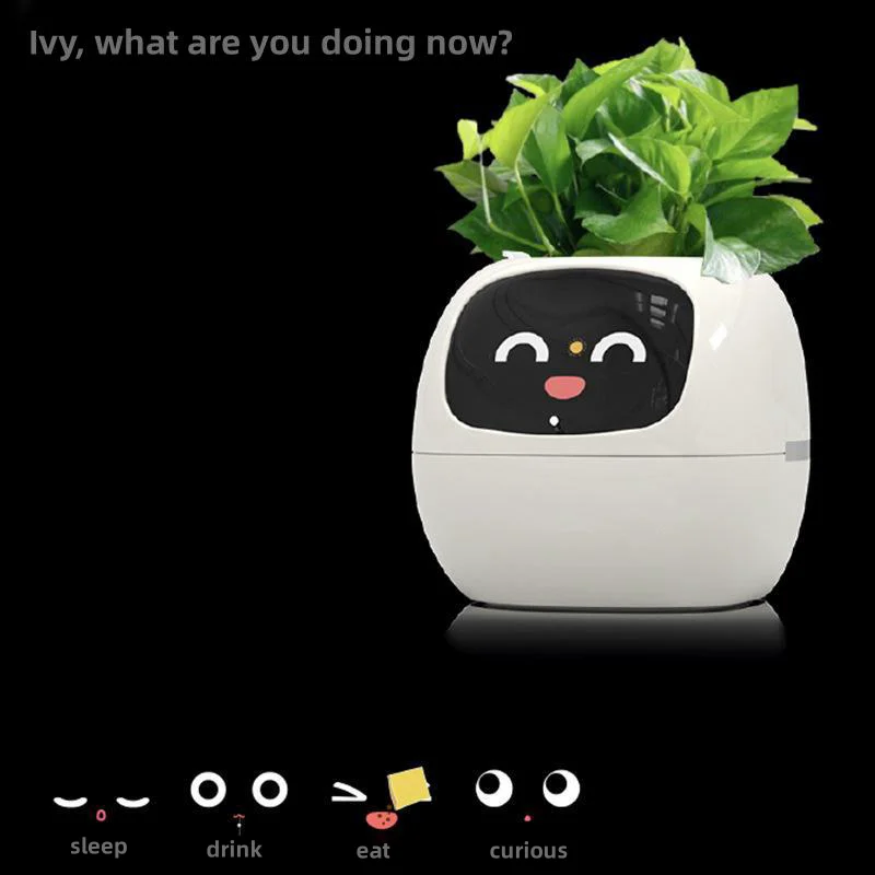 Smart Pet Planter Pot Cute Digital  Intelligent Flowerpots Ai Chips Ai Planter