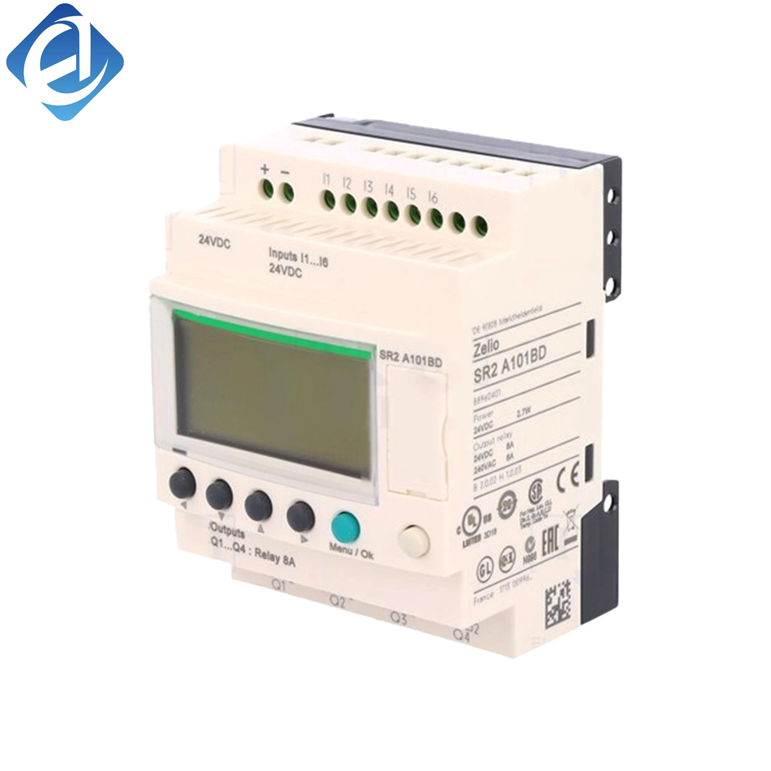 New Original SR2A101BD belongs to Zelio Logic relay series. It features compact size, integrated I/O design, simple programming and stable relay output. Suitable for small automatic control, lighting management